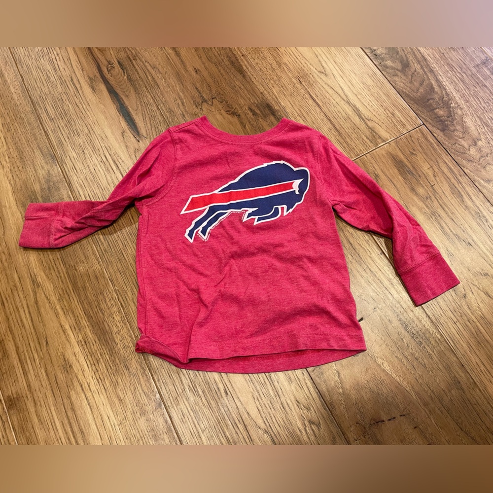 Red Long Sleeve Shirt with Buffalo Bills Football Logo